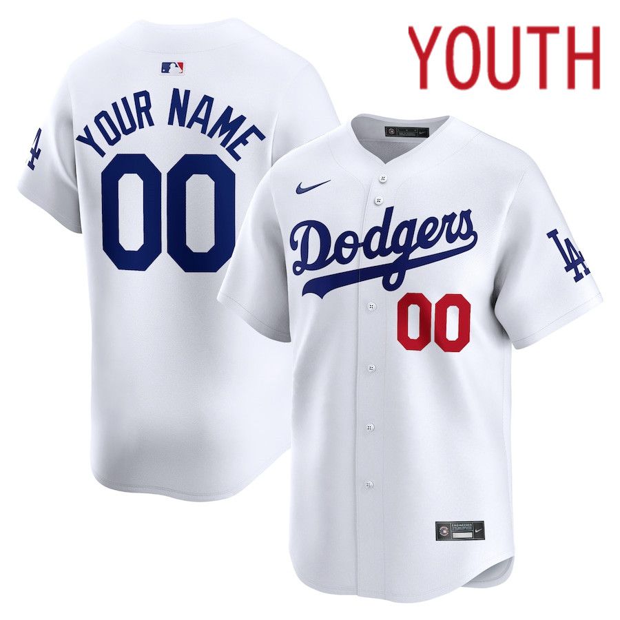 Youth Los Angeles Dodgers Nike White Home Limited Custom MLB Jersey